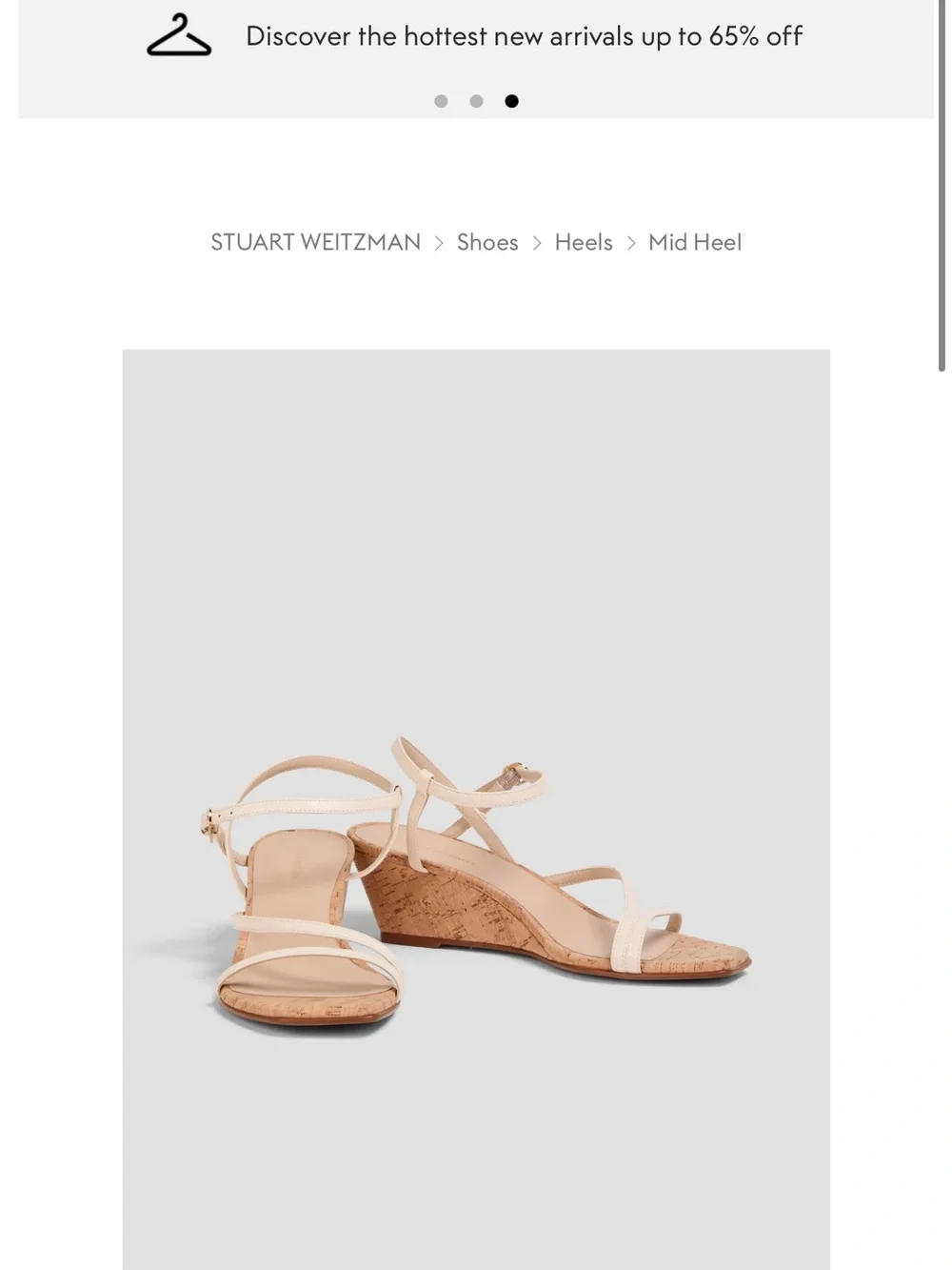 Stuart Weitzman Cream Strappy Cork Wedge Sandals - Picture 2 of 4